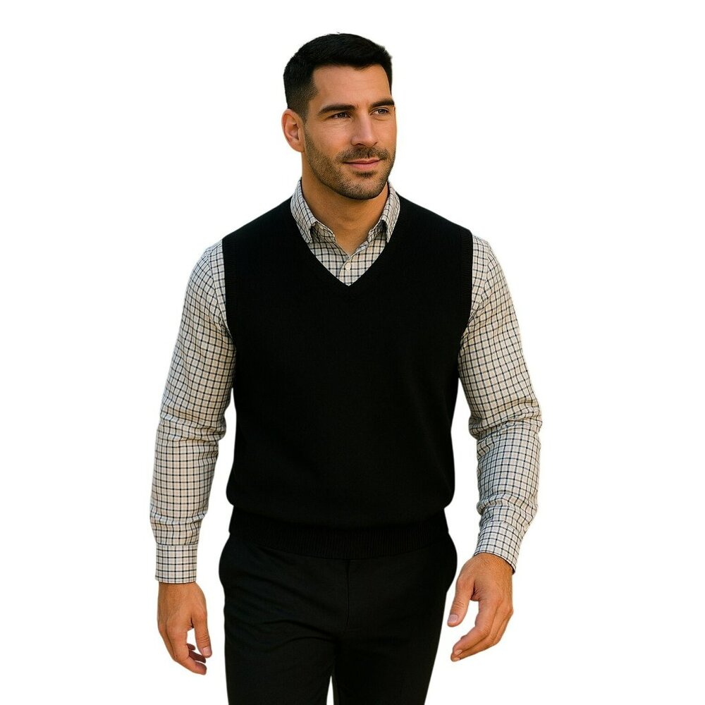 Gigi Hydraulic V-Neck Cashmere Sweater Vest Mens XL Navy